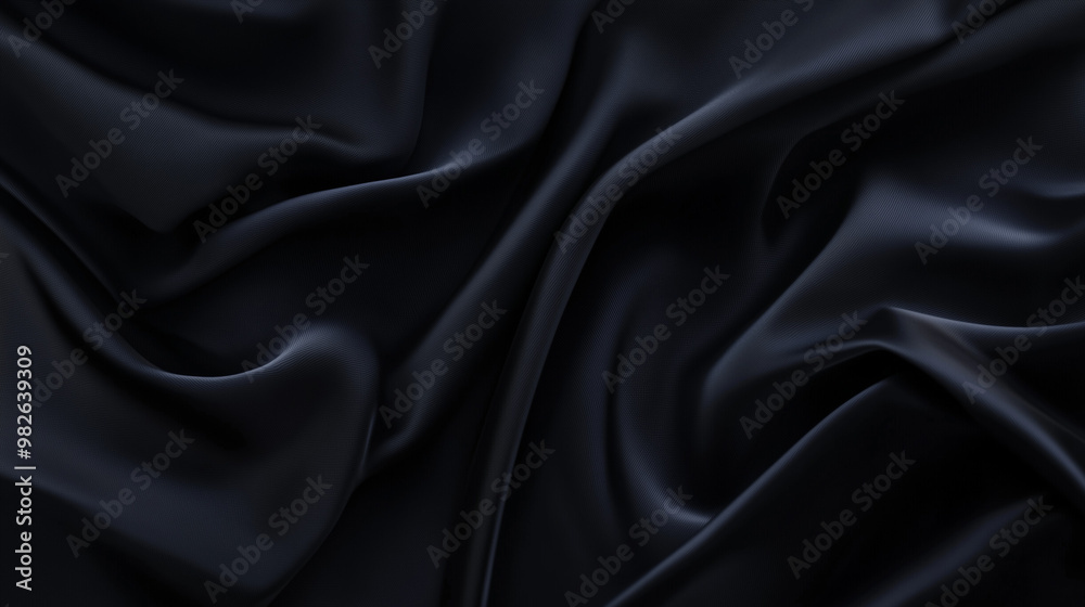 Close up texture of black fabric with natural creases Close up texture of black fabric with natural creases