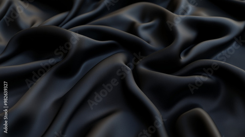 Close up texture of black fabric with natural creases