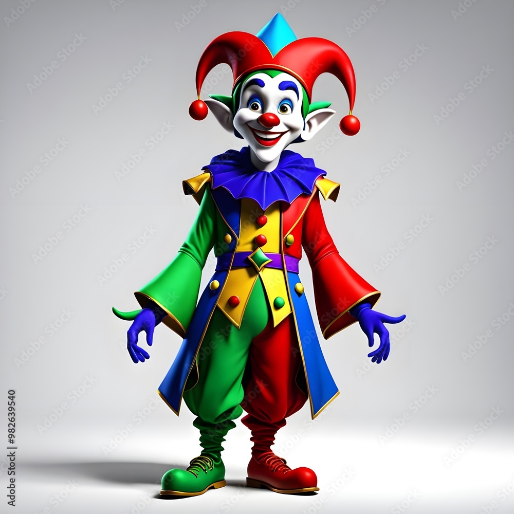 3D illustration cute jester cartoon character 3D illustration cute jester cartoon character