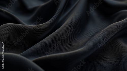 Close up texture of black fabric with natural creases
