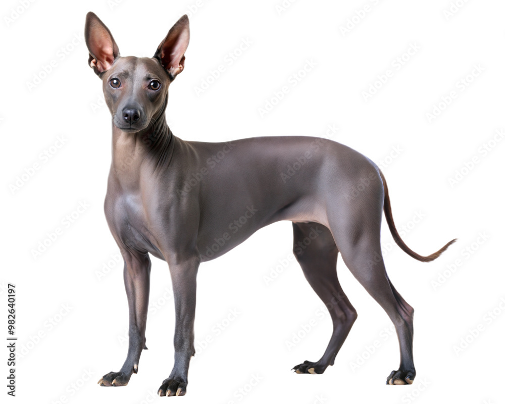 Peruvian hairless dog on a white. Xoloitzcuintli dog isolated on white background Peruvian hairless dog on a white. Xoloitzcuintli dog isolated on white background
