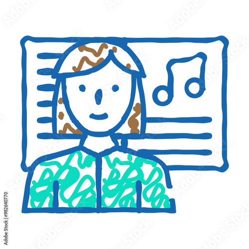 musician woman job doodle icon sketch vector. musician woman job sign. isolated symbol illustration