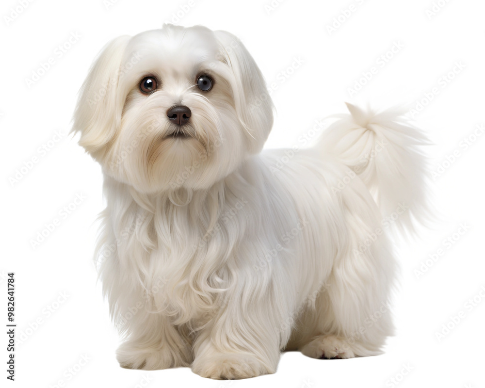 Cute Maltese dog, sitting and looking at the camera, Isolated on white background Cute Maltese dog, sitting and looking at the camera, Isolated on white background