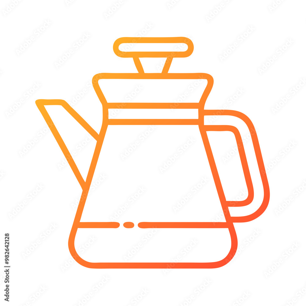 Coffee kettle icon vector in orange gradient style Coffee kettle icon vector in orange gradient style