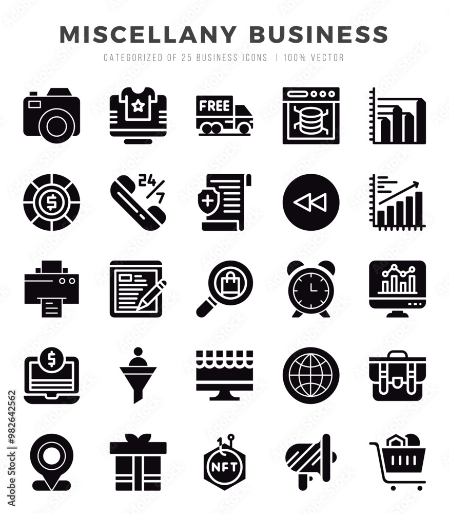 Miscellany Business. Glyph icons Pack. vector illustration. Miscellany Business. Glyph icons Pack. vector illustration.