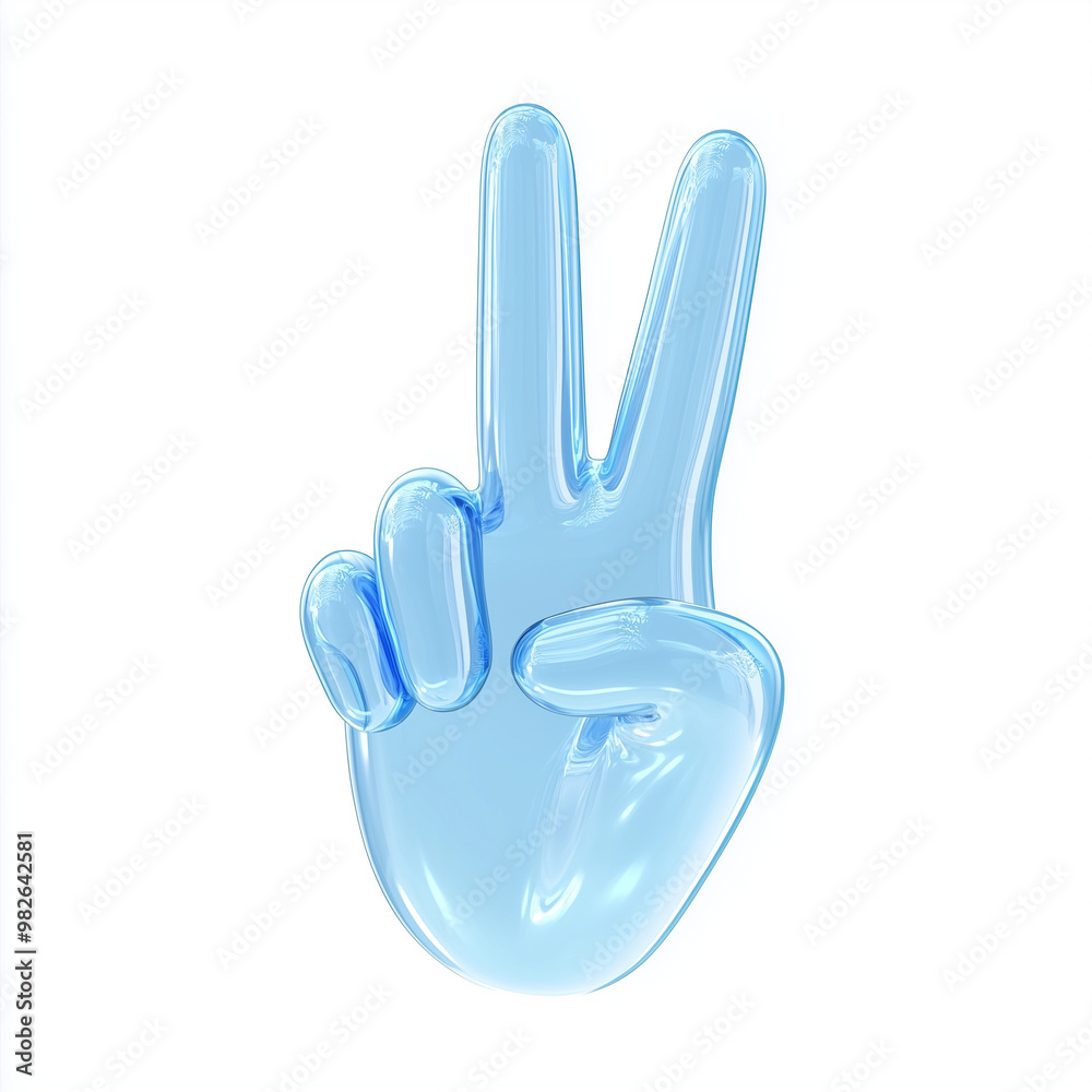 3d glossy hand model posed as a peace sign, on white background 3d glossy hand model posed as a peace sign, on white background