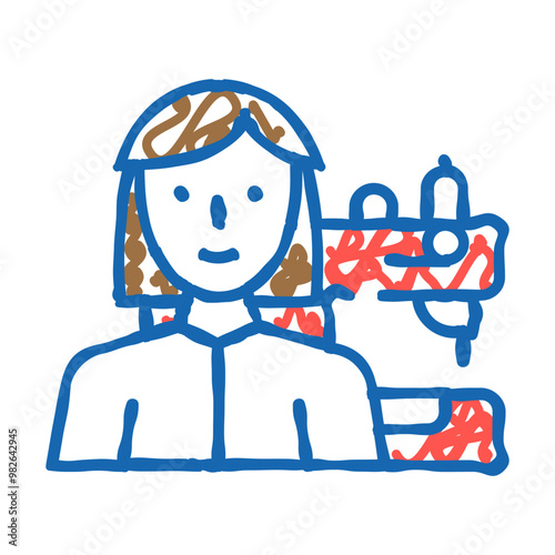 seamstress woman job doodle icon sketch vector. seamstress woman job sign. isolated symbol illustration