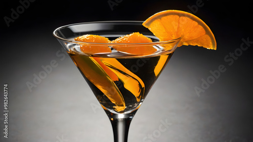 Isolated glass of orange juice with a splash of vodka, a refreshing cocktail for any party photo