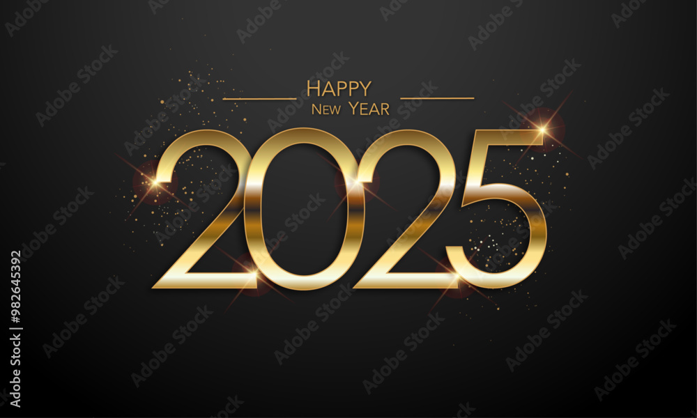 Naklejka premium 2025 Happy New Year Greeting Card