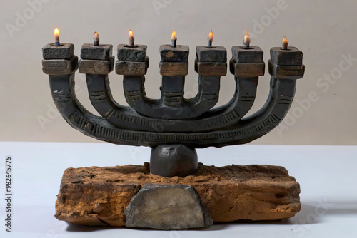 hanukkah menorah with candles photo