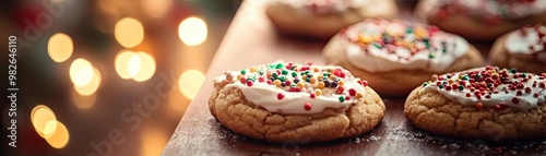 Delicious cookies topped with colorful sprinkles, perfect for festive occasions and holiday celebrations, evoking warmth and joy.