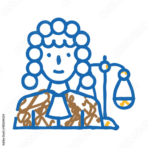 judge woman job doodle icon sketch vector. judge woman job sign. isolated symbol illustration