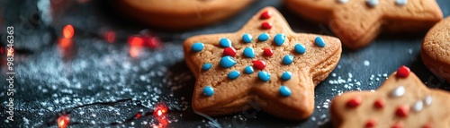 Delicious star-shaped cookies adorned with colorful icing, perfect for festive celebrations and holiday gatherings.