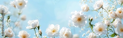 White Roses Blooming in a Garden - Delicate Floral Photography