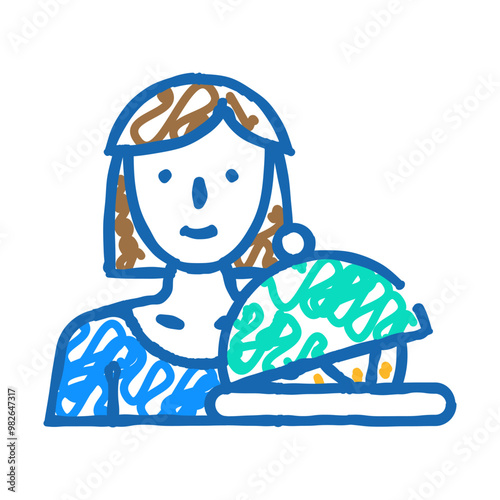 woman job doodle icon sketch vector. woman job sign. isolated symbol illustration