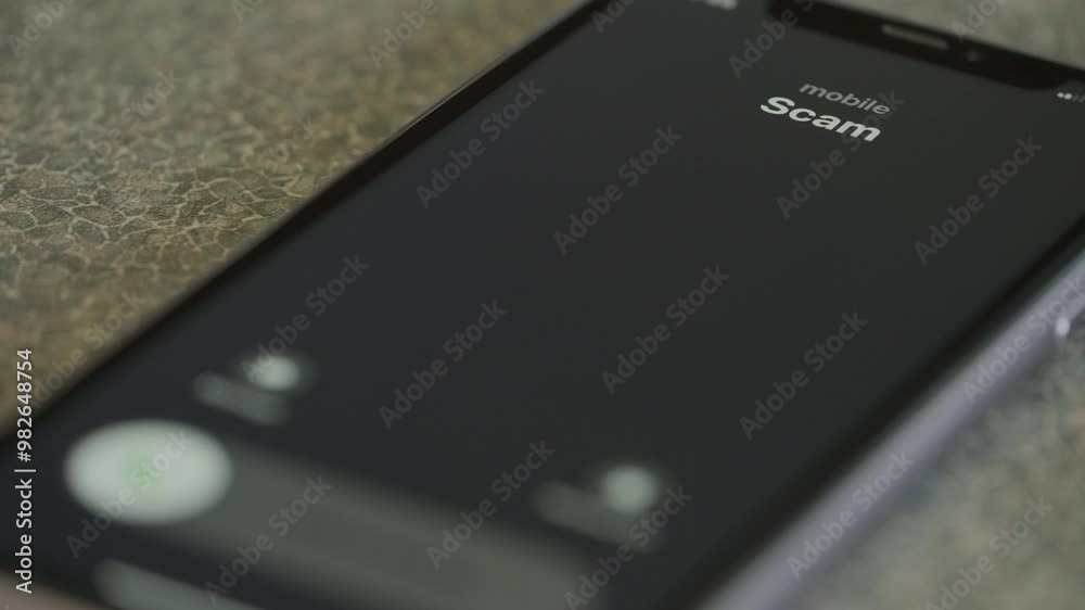 Incoming scam call on smartphone macro video.