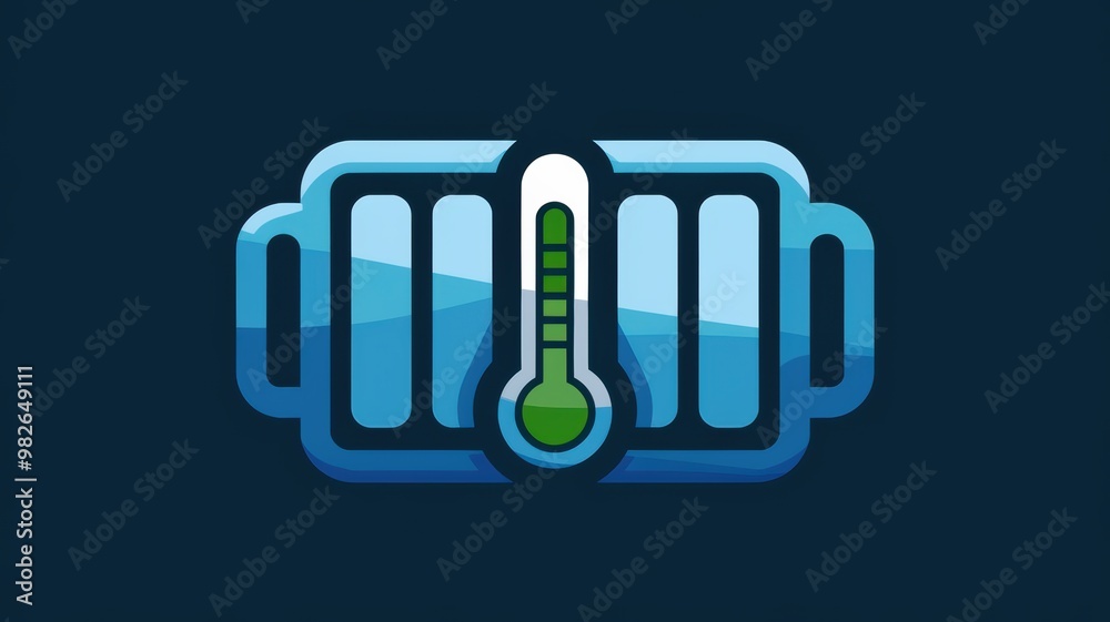 Car radiator - Cooling System Maintenance: Minimalist Illustration of Car Engine Temperature Control Car radiator - Cooling System Maintenance: Minimalist Illustration of Car Engine Temperature Control