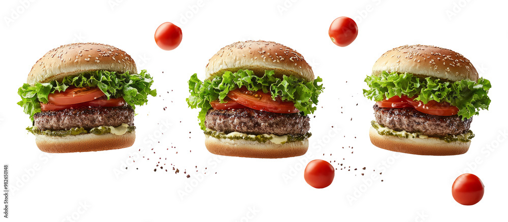 Delicious Burger With Fresh Ingredients on Display Delicious Burger With Fresh Ingredients on Display