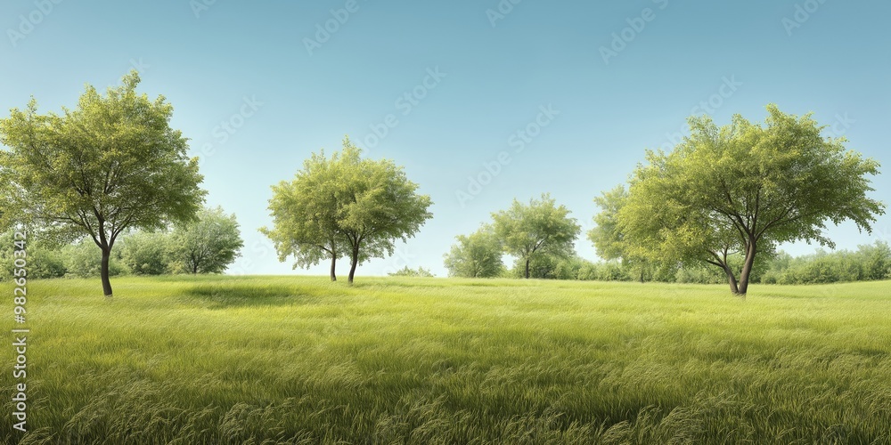 Photorealistic Green Hills Landscape Cut Out Photorealistic Green Hills Landscape Cut Out