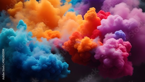 Beautiful color powder explosion on black background. Generative AI