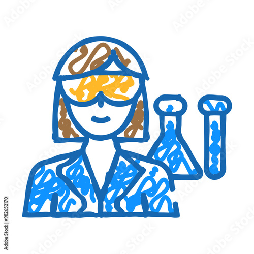 chemist woman job doodle icon sketch vector. chemist woman job sign. isolated symbol illustration