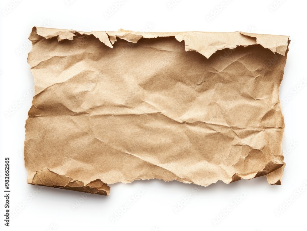 piece of brown paper tear isolated on white background, old paper texture piece of brown paper tear isolated on white background, old paper texture