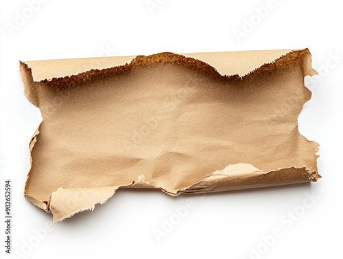 piece of brown paper tear isolated on white background