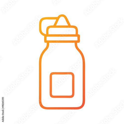 Creamer bottle icon vector in orange gradient style with copy space
