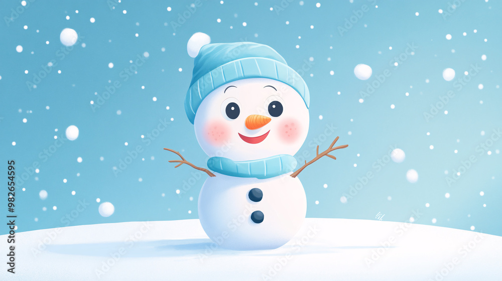 Outdoor snow snowman Christmas winter solstice and start of winter scene illustration
Outdoor snow snowman Christmas winter solstice and start of winter scene illustration