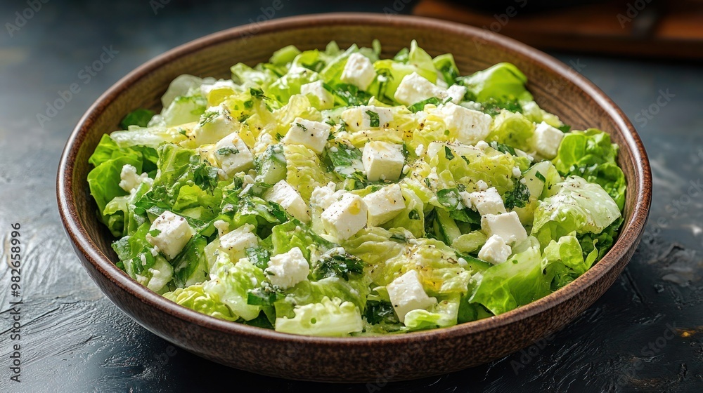 Fresh Greek salad-feta cheese, tomato, lettuce, black olives, Maroulosalata Greek Lettuce Salad with iceberg lettuce. Fresh Greek salad-feta cheese, tomato, lettuce, black olives, Maroulosalata Greek Lettuce Salad with iceberg lettuce.