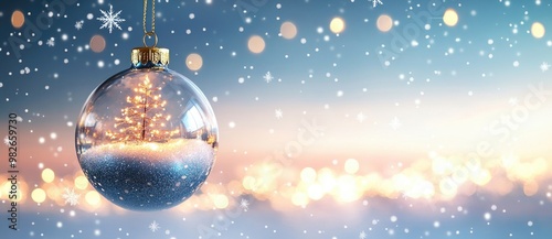 Christmas Ornament with Miniature Tree and Snow