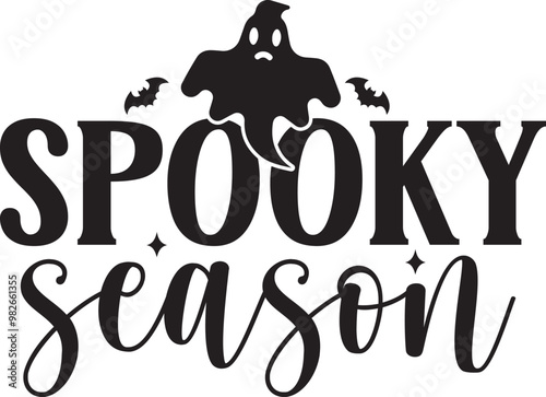 Halloween spooky season typography design on plain white transparent isolated background for card, shirt, hoodie, sweatshirt, apparel, card, tag, mug, icon, poster or badge