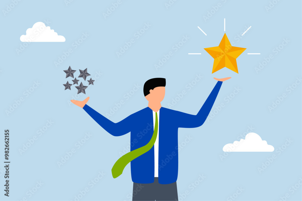 Quality vs quantity, entrepreneur clutching valuable top-tier stars versus typical stars Quality vs quantity, entrepreneur clutching valuable top-tier stars versus typical stars