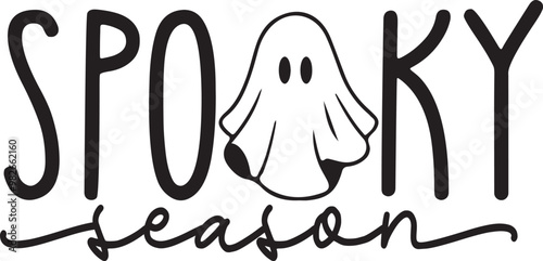 Halloween spooky season typography design on plain white transparent isolated background for card, shirt, hoodie, sweatshirt, apparel, card, tag, mug, icon, poster or badge
