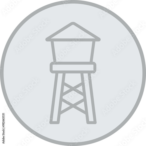 Water Tower Vector Icon Design