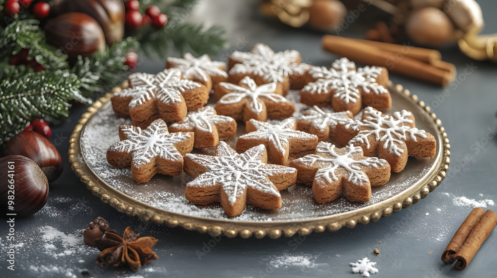 Festive Chestnut Cookies on Holiday Platter Festive Chestnut Cookies on Holiday Platter