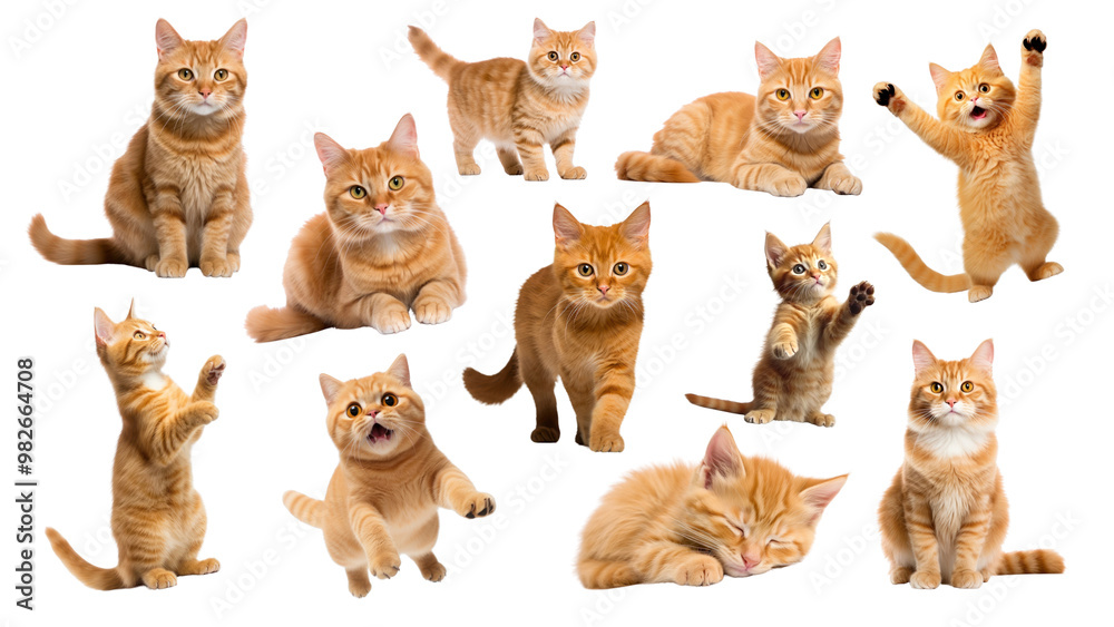 Cute orange cat png cut out set Cute orange cat png cut out set