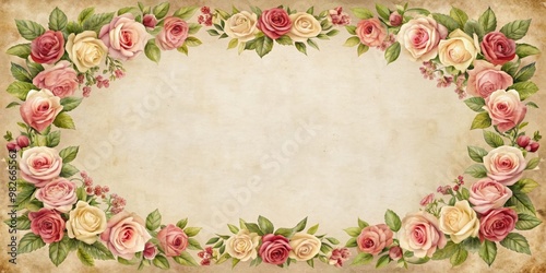 Vintage rose frame with a background suitable for adding text or other elements, vintage, rose, frame,background