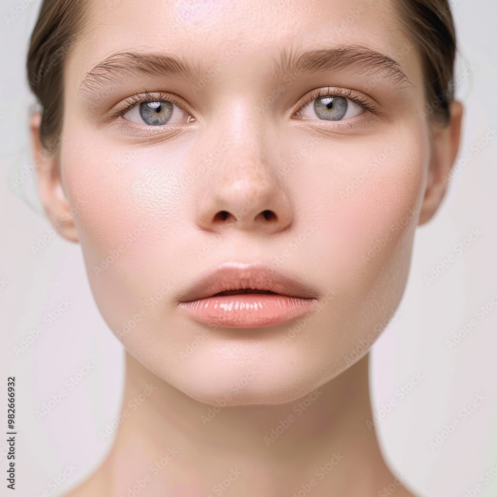 Portrait of beautiful woman model posing in profile, close up of beautiful female, with perfect skin Portrait of beautiful woman model posing in profile, close up of beautiful female, with perfect skin