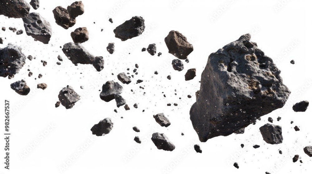 A collection of rocks suspended in mid-air, defying gravity A collection of rocks suspended in mid-air, defying gravity