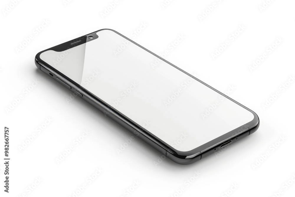 A simple, monochromatic cell phone lying on a clean white surface A simple, monochromatic cell phone lying on a clean white surface