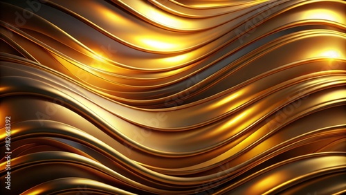 Wavy Metallic Luminance, a stylized abstract background that combines sinuous gold lines with gentle waveforms, showcasing a mesmerizing dance of light and shadow