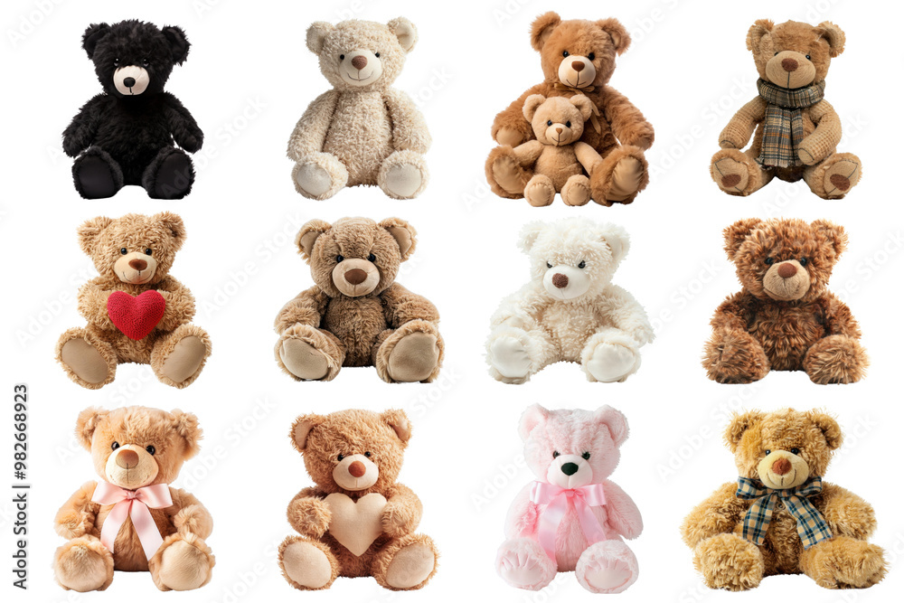 Fototapeta premium PNG Cute teddy bear element set, transparent background
