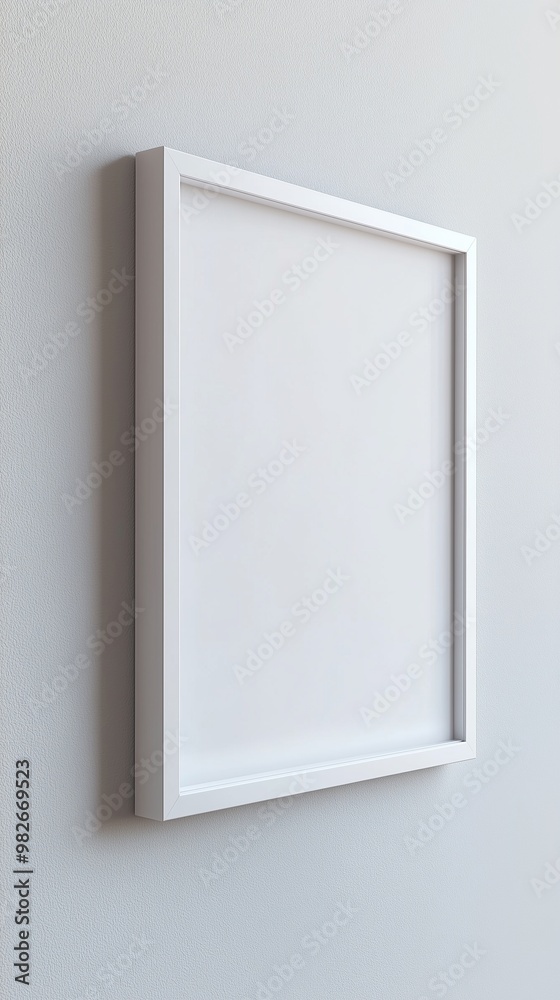 White blank frame mockup and white wall in empty room story portrait background White blank frame mockup and white wall in empty room story portrait background