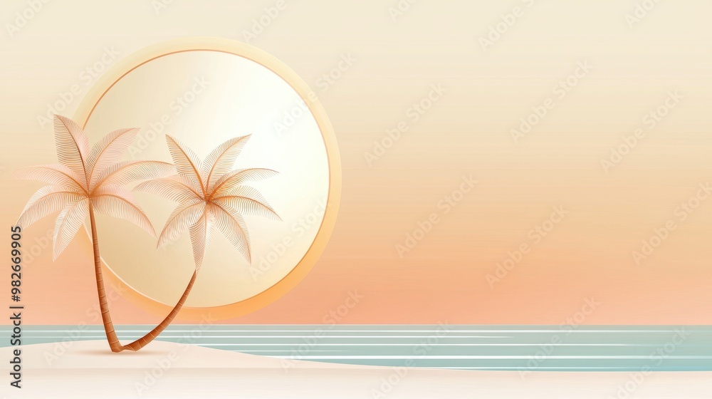 Palm trees on a beach at sunset Palm trees on a beach at sunset