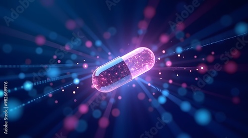 Abstract Pill with Blue and Pink Lights