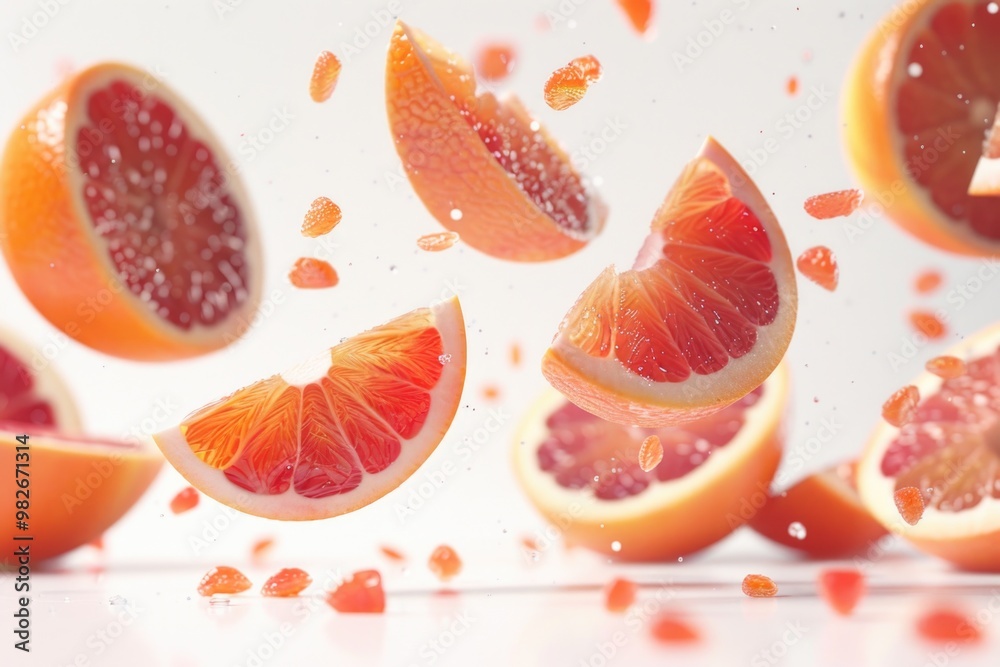 Fresh orange slices falling from above Fresh orange slices falling from above