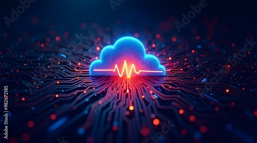 Cloud Computing Heartbeat On Circuit Board