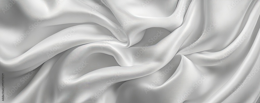 Obraz premium White Silk Fabric Texture Background - Draped Satin Material