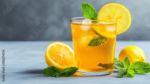Refreshing Lemon Mint Iced Tea in a Glass